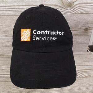 NEW! THE HOME DEPOT CONTRACTOR SERVICES BLACK ADJUSTABLE BASEBALL HAT CAP